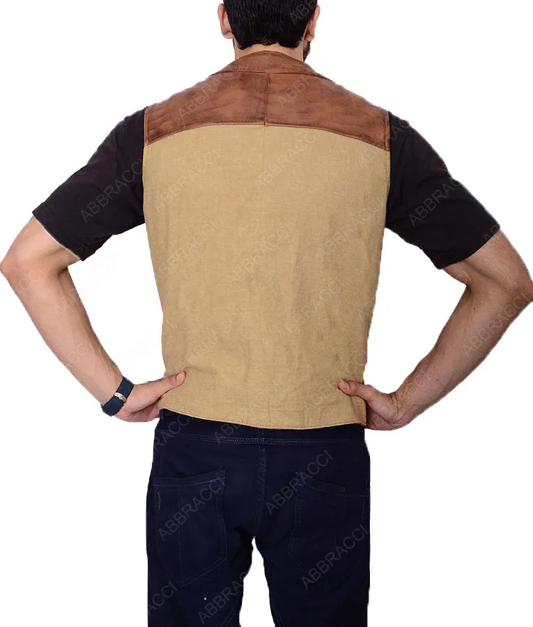 The Cowboys Slimfit Casual Style Distressed Brown Leather Vest