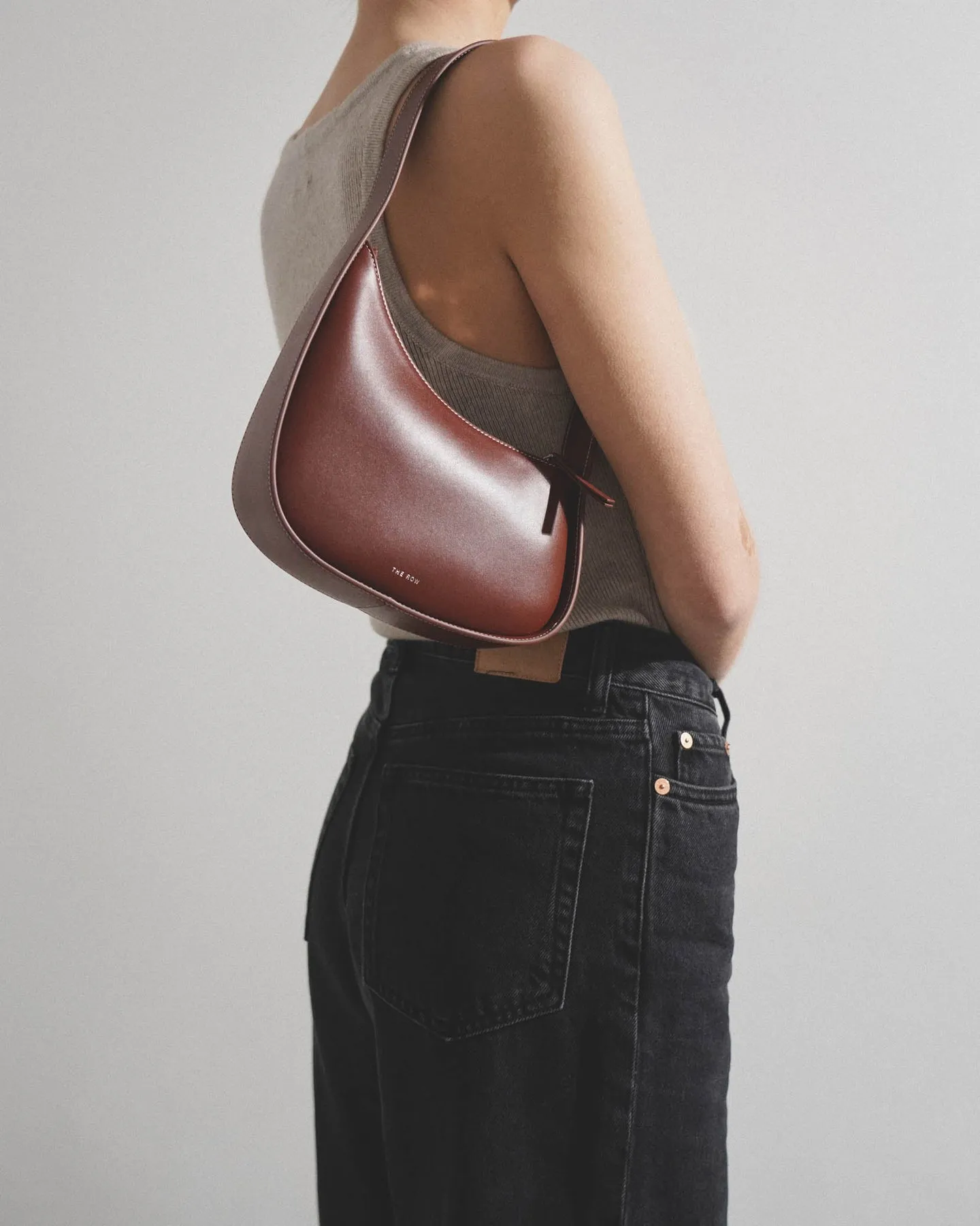 The Row Half Moon red leather shoulder bag