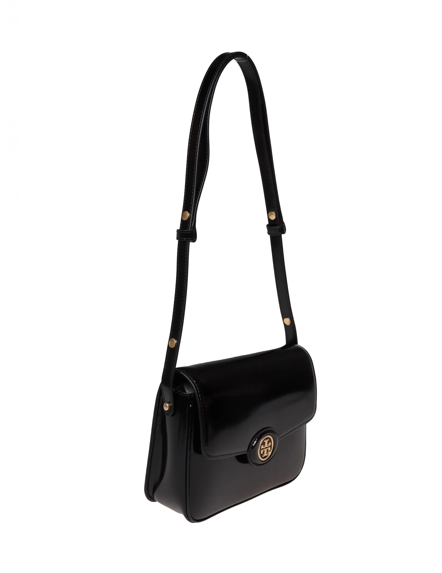 TORY BURCH ROBINSON BAG IN BRUSHED LEATHER COLOR BLACK