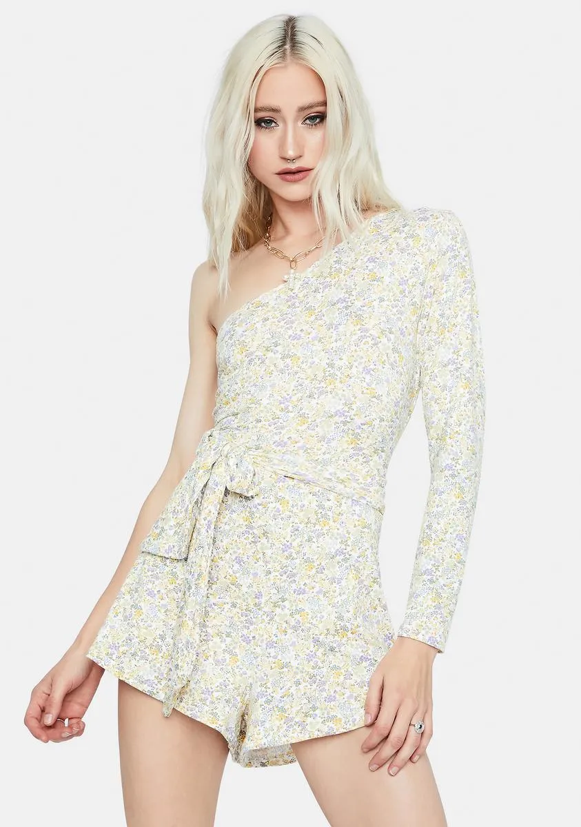 True Gardens Floral One-Sleeve Romper-