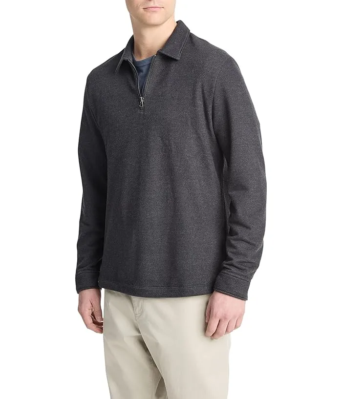 Vince Diagonal Terry Quarter Zip Polo