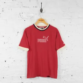 Vintage Puma Ringer T-shirt - Red - L