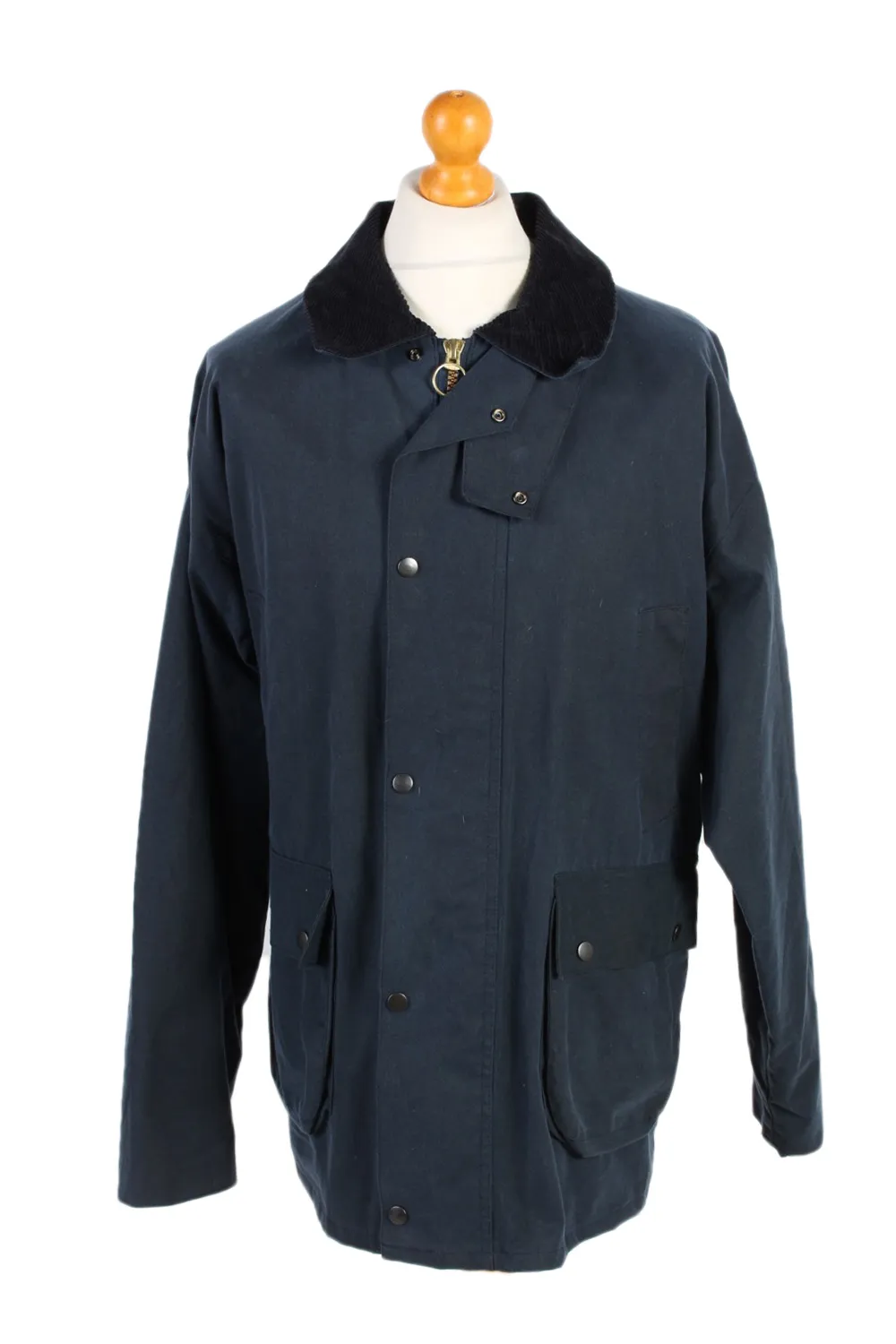 Vintage Waxed Jacket Cotton 90s Winter Royal Spencer XL Navy - Pepper Tree London