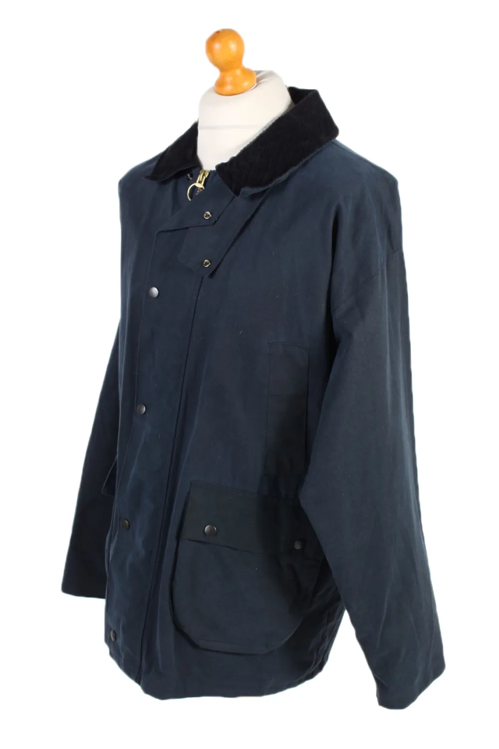 Vintage Waxed Jacket Cotton 90s Winter Royal Spencer XL Navy - Pepper Tree London