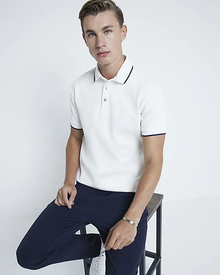 White Pique Slim Fit Polo Shirt