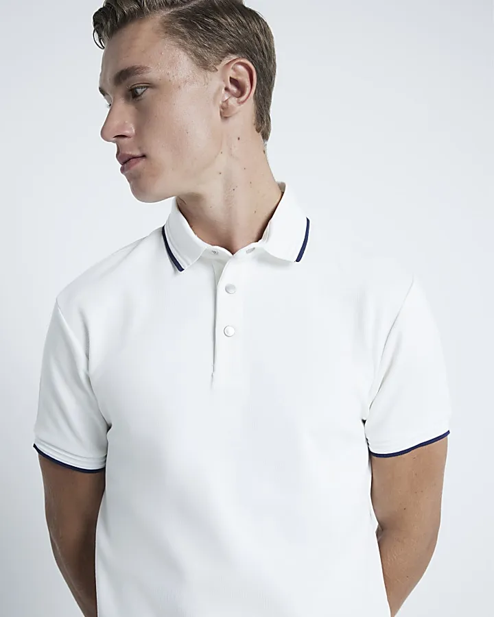 White Pique Slim Fit Polo Shirt