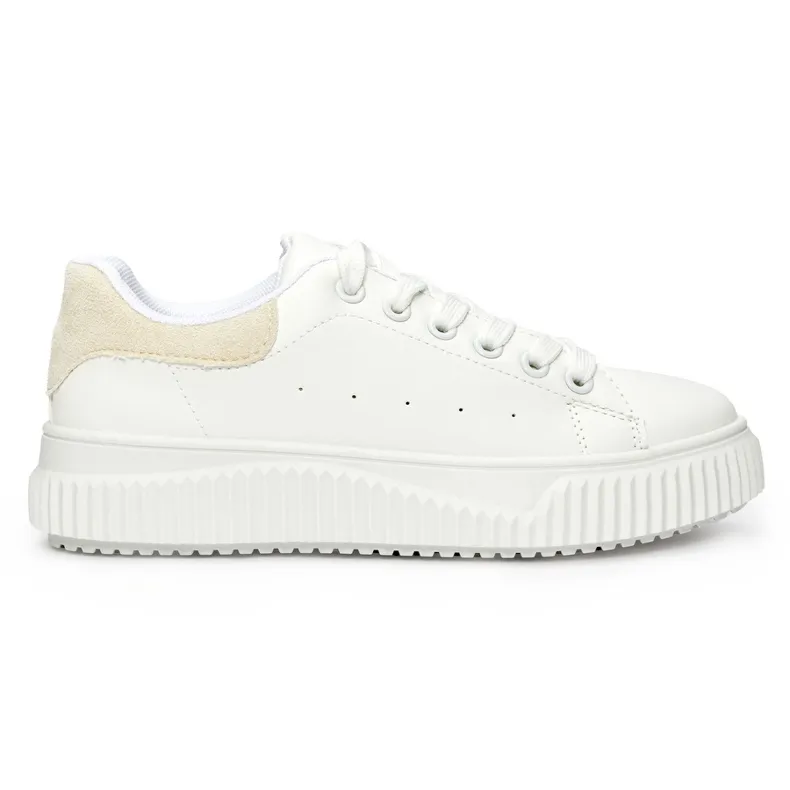 White women's sneakers with a beige element