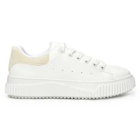 White women's sneakers with a beige element