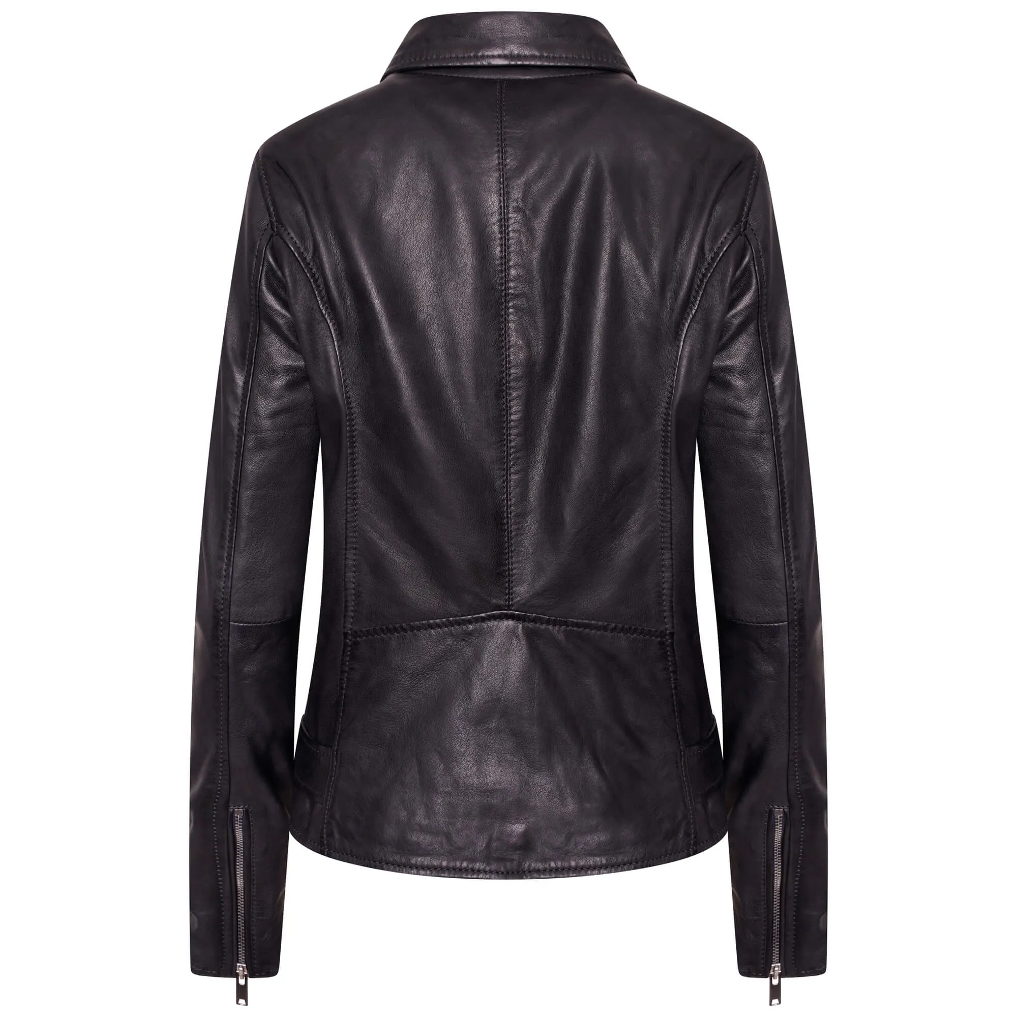 Women's Navy Chrome-Free Leather Jacket | Barneys Originals