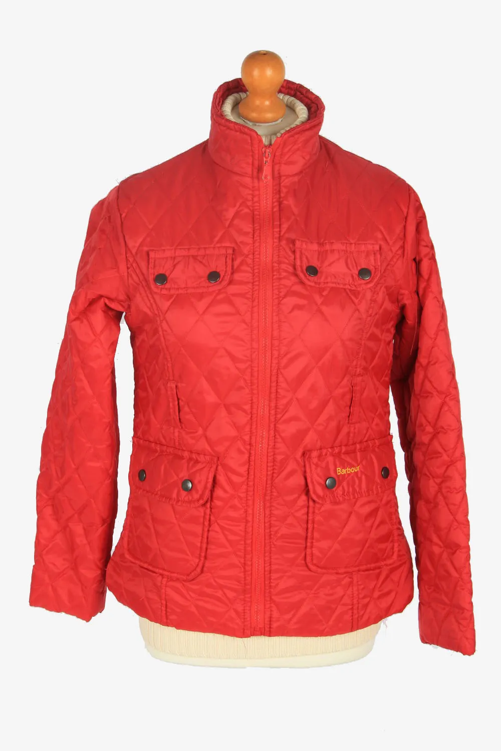 Womens Barbour Flyweight Cavalry Jacket Vintage Winter Retro Red Size S - Pepper Tree London