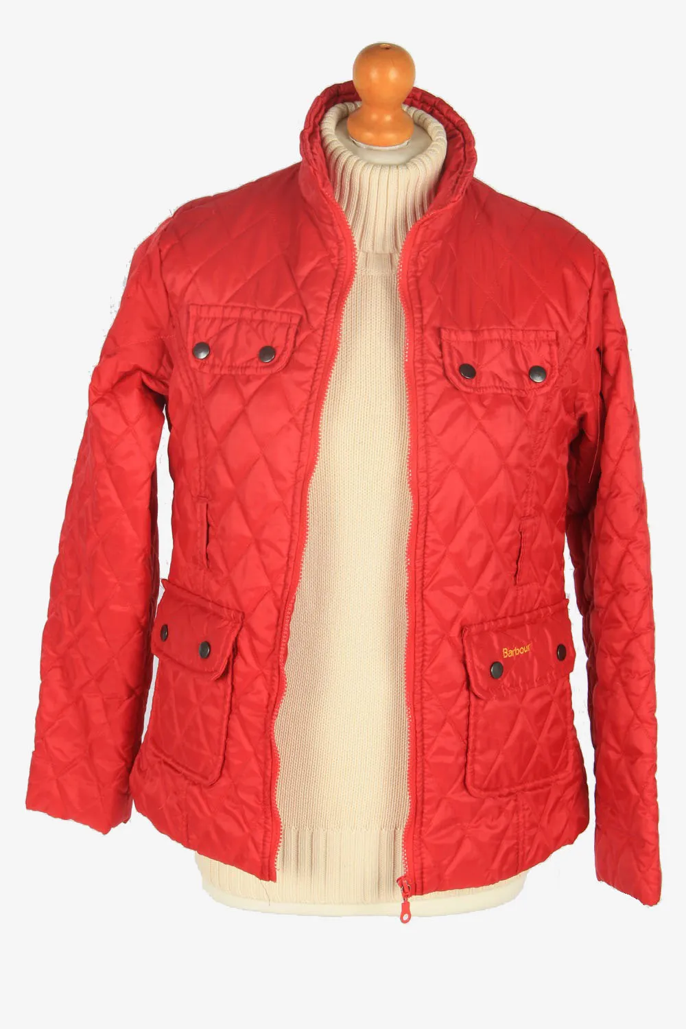 Womens Barbour Flyweight Cavalry Jacket Vintage Winter Retro Red Size S - Pepper Tree London