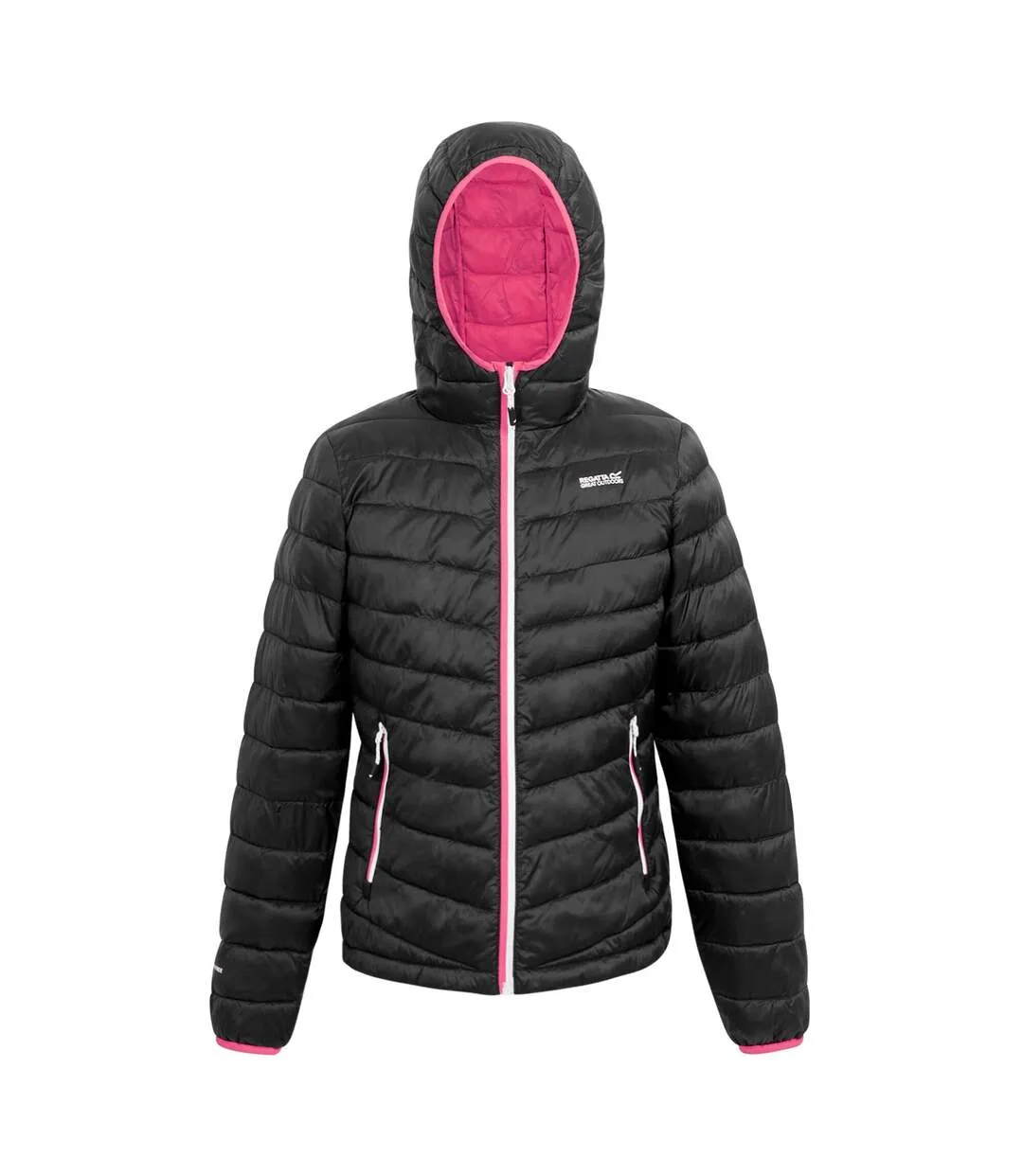 Womens/ladies hillpack ii hooded padded jacket black/pink potion Regatta