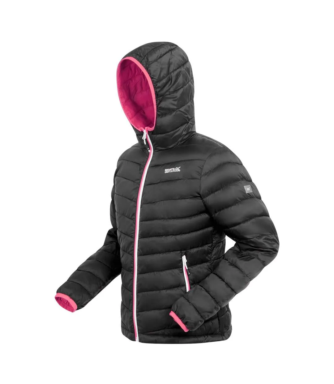 Womens/ladies hillpack ii hooded padded jacket black/pink potion Regatta