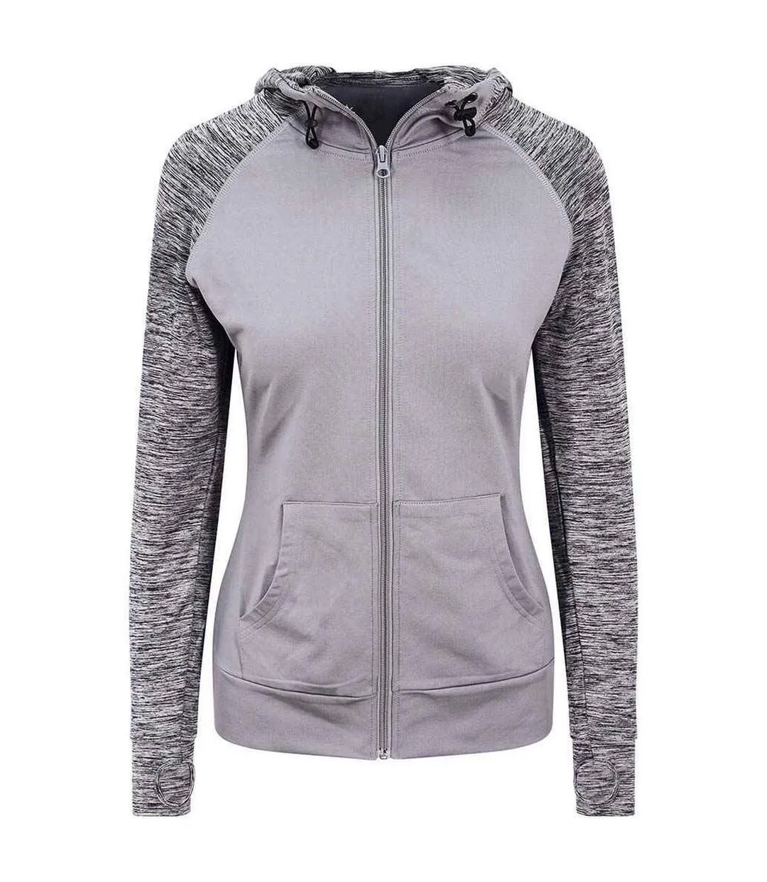 Womens/ladies zoodie contrast full zip hoodie grey/grey melange AWDis Cool