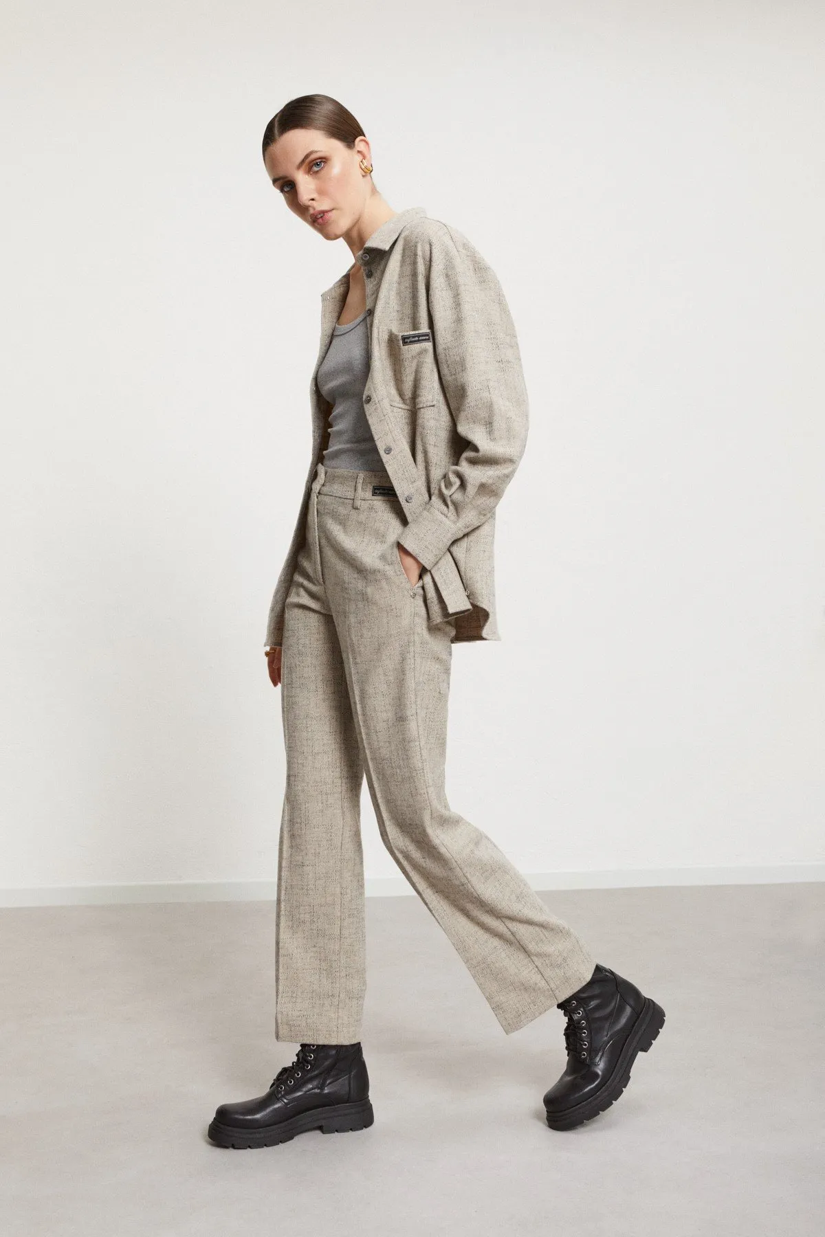 Wool blend anlke lenght trousers