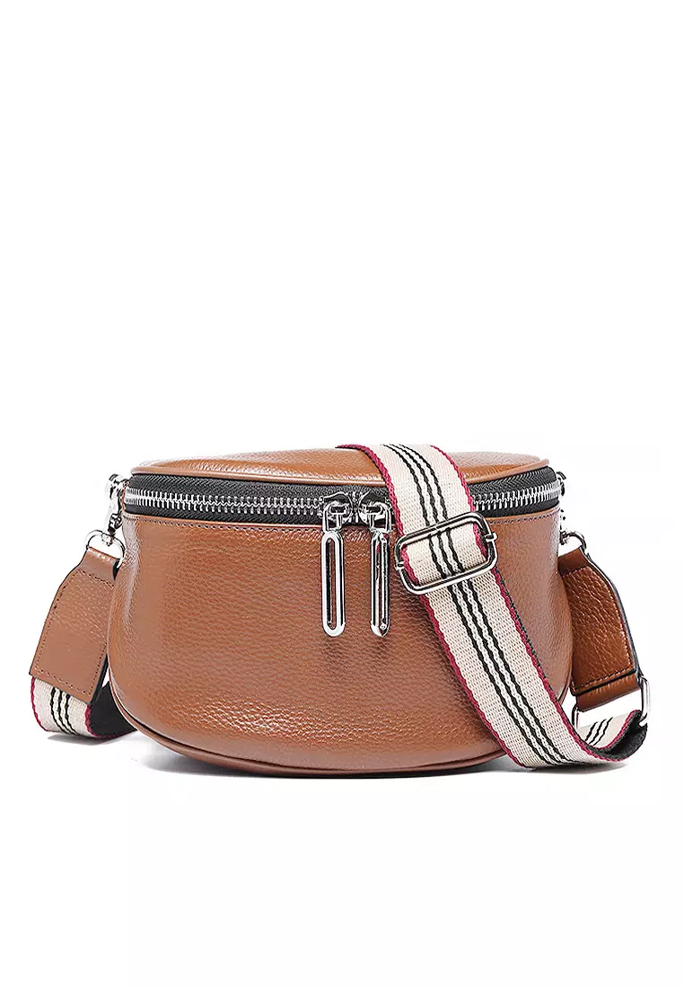 ZITIQUE Leather classic oblique back horse saddle bag