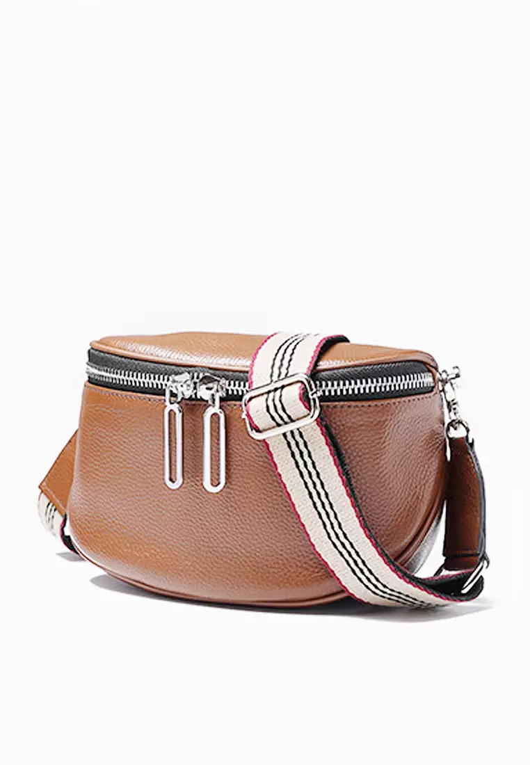 ZITIQUE Leather classic oblique back horse saddle bag